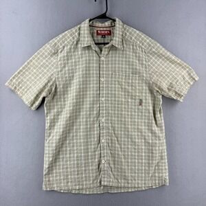 Simms Fishing Shirt Mens XL Green Plaid Outdoor Lightweight Button Up Breathable